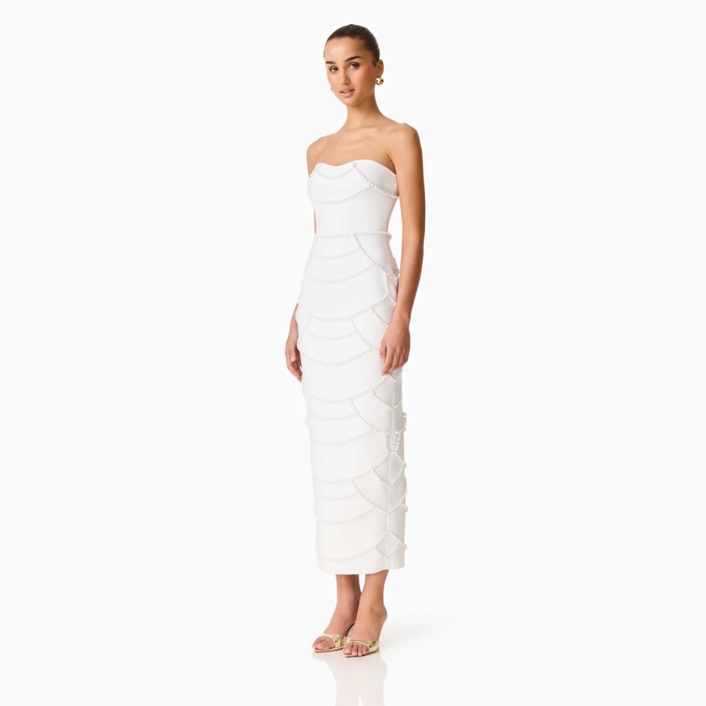 Elliatt Lucine Fitted Gown in White Bridal Shower Wedding Dress size M NWT - Picture 5 of 7
